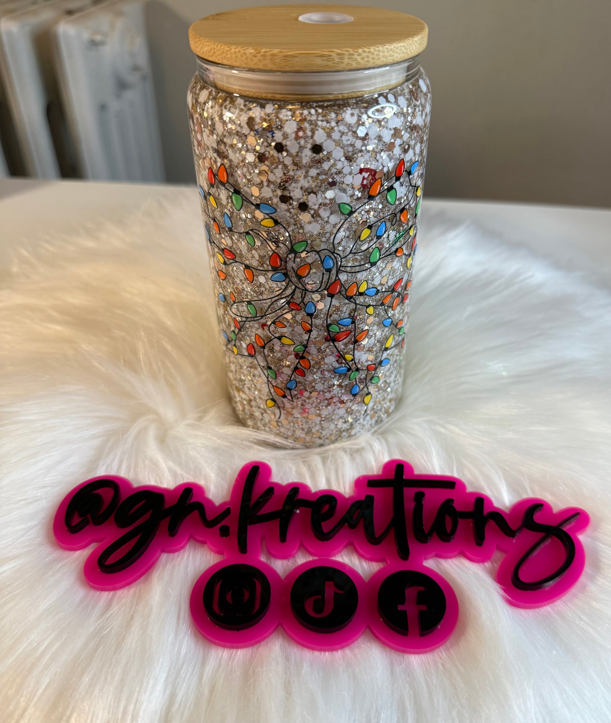 Christmas lights 16oz Glass