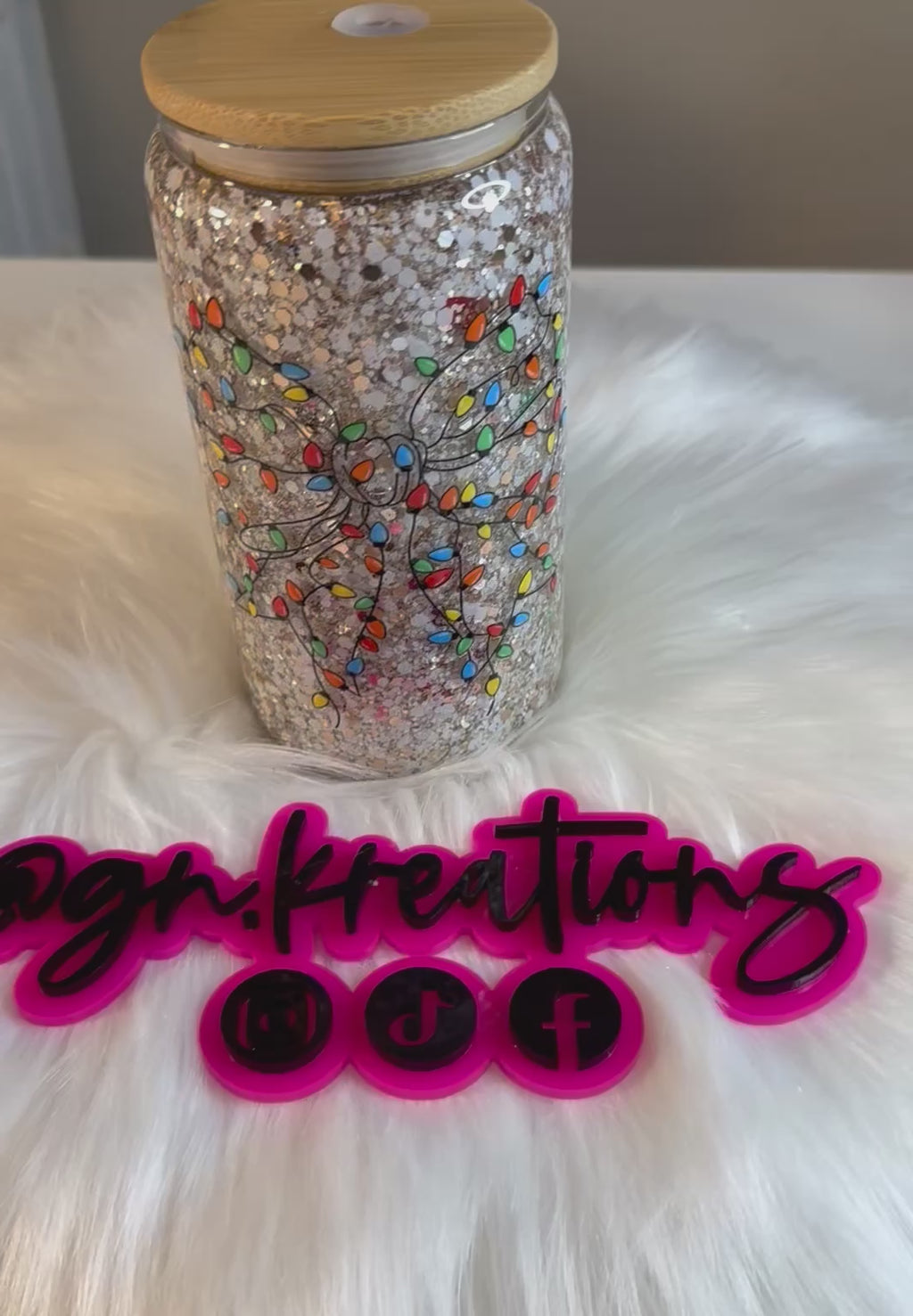 Christmas lights 16oz Glass
