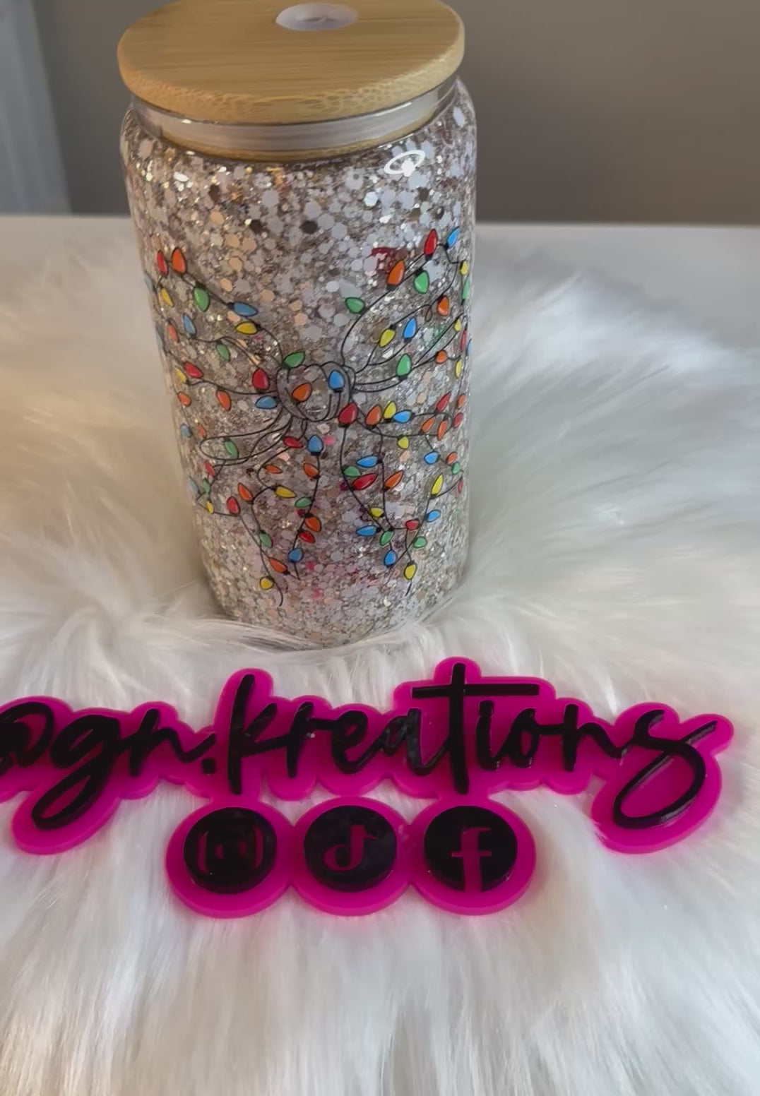 Christmas lights 16oz Glass